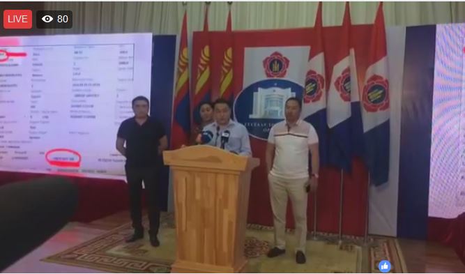 Монгол Ардын Намаас мэдээлэл хийж байна 