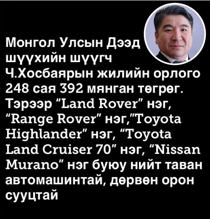 Хувьдаа таваас зургаан орон сууцтай, жилийн орлого нь 200 саяас давсан ШҮҮГЧ нарын хөрөнгө орлоготой танилц