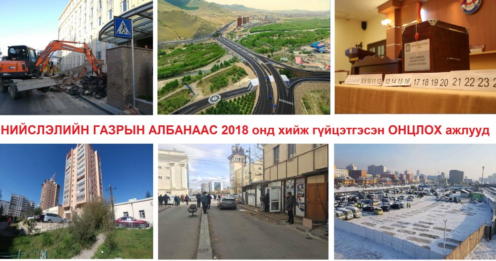 НИЙСЛЭЛИЙН ГАЗРЫН АЛБАНААС 2018 онд хийж гүйцэтгэсэн ОНЦЛОХ ажлуудаа танилцуулж байна