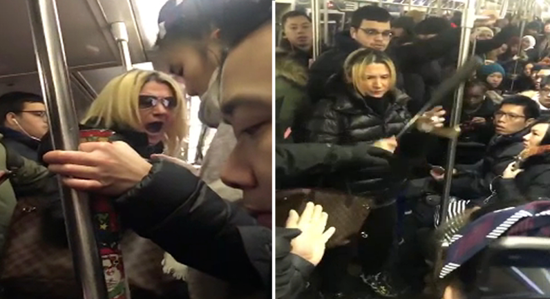 Нью-Йорк хотын метронд Ази зорчигч руу дайрсан Америк эмэгтэйг саатуулжээ 