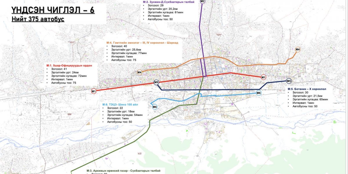 ТАНИЛЦ: Нийтийн тээврийн хэвтээ дөрөв, босоо хоёр чиглэлийн маршрут