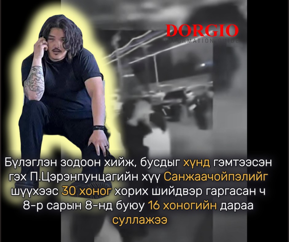 Хэрэгт нэмэлт материал цугларч, шинжлэн судалсны дагуу түүнийг цагдан хорих шаардлагагүй хэмээн Ц.Санжаачойпэлийг суллажээ