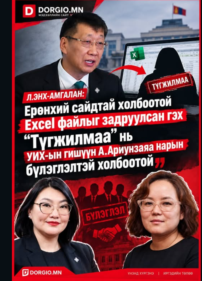  Л.Энх-Амгалан: Монголын төрийг маш их хагалан бутаргаж буй бүлэглэлийн гар хөл болсон Түгжилмаа бол А.Ариунзаяа гишүүн ба түүний нөхөд 